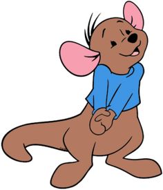 a cartoon mouse with a blue shirt and pink ears on it's back legs