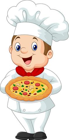 a chef holding a pizza on a plate