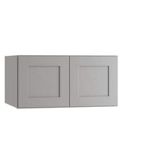 a white wall mounted cabinet with two doors