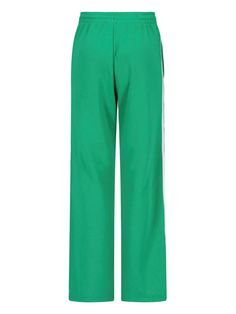 P. A. R. O. S. H. green cotton blend track pants with elastic waistband, drawstring, front pin tucks, white front logo embroidery, two side pockets, zip at the hem, side stripes, straight leg. composition: 85% cotton, 15% polyester size and fit: regular fit Sporty Green Straight Leg Pants, Green Athleisure Bottoms With Side Stripes, Casual Green Pants With Elastic Side Panels, Sporty Green Pants With Elastic Side Panels, Green Athleisure Pants With Elastic Side Panels, Sporty Green Straight Pants, Casual Green Sweatpants With Elastic Side Panels, Green Straight Leg Sporty Sweatpants, Green Sporty Straight Leg Sweatpants