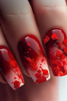 Red Nails Art, Red Nail Art, Her Nails, Red Nail, Fall Nail Art, Unique Nails, Beautiful Nail Art, Nail Designs Spring, Nail It