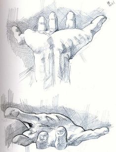 two drawings of hands holding each other