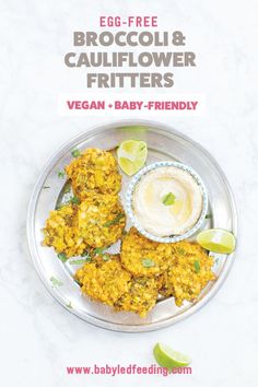 broccoli and cauliflower fritters on a plate