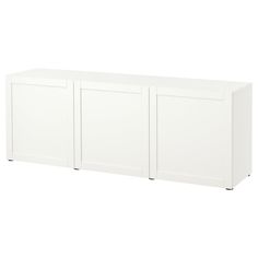 a white cabinet with three doors on each side