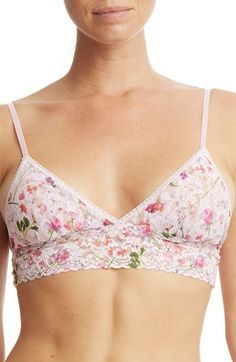 Soft, stretchy and sensual, this lace bralette offers light support with adjustable straps and a wide, comfortable band. Partially lined 100% nylon, 83% nylon, 17% spandex lining with 86% nylon, 14% spandex contrast Hand wash, dry flat Made in the USA of imported fabric Lace Bralette, Bralette, Vines, Adjustable Straps, Hand Wash, Nordstrom, Spandex, Band, Lace