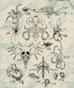 an image of some tattoos drawn on the side of a piece of paper with numbers and symbols