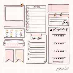 a set of planner stickers with pink paper