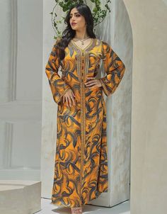 Printed Jalabiya Women Long Arabic Dress For women