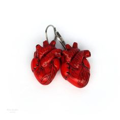 Realistic anatomical heart earrings.The size of a heart is about 2,7x2 cm (1.1x0.8 in)Length of earrings is about 4 cm (1.6 in)Material: polymer clay, stainless steel hooks.I can make а hearts into other colors, just contact me.♥ Anatomical Heart Necklace https://www.etsy.com/listing/622242407/anatomical-heart-necklace-gift-for♥ Anatomical Heart Pin https://www.etsy.com/listing/655838975/anatomical-heart-pin-realistic-anatomy♥ Anatomical Heart Ring https://www.etsy.com/listing/772870229/anatomic Handmade Heart-shaped Novelty Earrings, Heart-shaped Polymer Clay Earrings For Gifts, Polymer Clay Heart Earrings As Gift, Red Heart-shaped Novelty Jewelry, Red Hypoallergenic Polymer Clay Jewelry, Realistic Anatomy, Spooky Miniatures, Anatomy Heart, Anatomical Heart Necklace