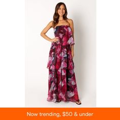 in stock Petal And Pup, Strapless Maxi, Strapless Maxi Dress, Purple Floral, Purple Dress, Pick Up, In Store, Buy Online, Maxi Dress