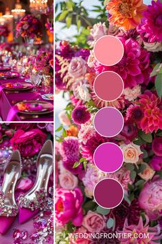 Pin this for enchanting pink wedding theme ideas ranging from soft pastels to bold fuchsias. Discover tips for floral arrangements, decor, attire, and personal touches to create a romantic, chic, or vibrant celebration that reflects your unique love story. Pink Wedding Theme Ideas, Magenta Wedding Decorations, Magenta Wedding Colors, Magenta Wedding Theme, Fuchsia Wedding Theme, Burgundy Wedding Theme, Romantic Wedding Colors, Magenta Wedding, Wedding Theme Ideas