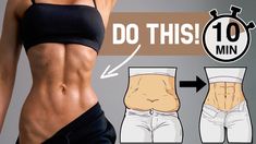 a woman's stomach and waist with the words do this 10 min