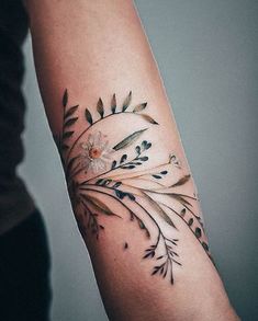 Wildflower Tattoos For Women, Wildflower Tattoos, Flower Design Ideas, Paintbrush Tattoo, Floral Design Ideas, Empowerment Tattoo, Wild Flower Design, Vintage Flower Tattoo, Mountain Tattoo Simple