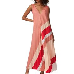 Tome Sleeveless Swing Maxi Dress Stripe Printed Oversized Muumuu Women's. Shows As Size 2, But See Measurements As This Is Very Oversized. Blush Printed Georgette (100% Polyester). Feels Like Silk. Shift. Sleeveless. Excellent Condition. V-Neckline. This Tea Length Tome Dress Is A Textural Delight In Blush Pink And Red Striped Pleats. See Photos For Details And Measurements. Shop My Closet To Combine And Bundle Other Items For One Shipping Charge! Perfect For Graduation, Vacation, Wedding, Sprin Pink Pleated Sleeveless Dress For Summer, Summer Pink Pleated Sleeveless Dress, Sleeveless Multicolor Pleated Midi Dress, Multicolor Sleeveless Pleated Midi Dress, Multicolor Pleated Sleeveless Midi Dress, Multicolor Sleeveless Pleated Dress, Multicolor Pleated Sleeveless Dress, Vacation Wedding, Summer Date Night