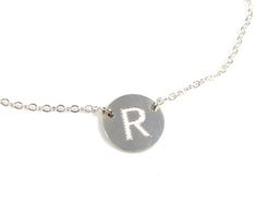 Engraved Initial Necklace, Initial Necklace as seen on Katie Holms, 14kt gold filled or Sterling Sil Initial Disc Necklace, Engraved Initials, Necklace Initial, Rose Necklace, Block Pattern, Disc Necklace, Katie Holmes, Circle Necklace, Dainty Necklace