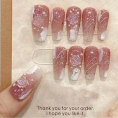 Professional Press On Nails Set Long Size M Medium Nail Bed Horse Nails, Nail Bed, Press On Nails, Womens Makeup, Pink Ladies, Nail Colors, Nail Art, Nails, Makeup