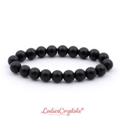 This is matte black onyx bracelet is made of 8 mm beads. Lovely and elegant bracelet! All of the beads have been strung on high-quality elastic cord. There are no metal elements in the bracelet. You will love this! BLACK ONYX gives strength.  It promotes vigor, steadfastness and stamina.  Imparts self-confidence, helping you to be at ease in your surroundings.  Onyx banishes grief, enhances self-control and stimulates the power of wise decision-making.  It encourages happiness and good fortune. Onyx treats disorders of the bones, bone marrow and blood. ☆ TO GET THE PERFECT FIT ☆ I offer different sizes of bracelets. Please choose from the options. Before you buy, you need to measure your wrist. Measure it tightly and let me know. Each bracelet is made a little bigger than the exact size of