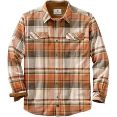 The Men's Legendary Flannel Shirt is the ultimate shirt for all your indoor and outdoor activities. We engineered it with the same relaxed fit as our other shirts, then raised the back yoke and added stretch to achieve a custom fit that gives you full range of motion without any tugging or pulling... even at full draw! Additional features include convertible pocket flaps that can be buttoned or tucked in, and super soft suede knit lined collar and cuffs. If you like our Buck Camp Flannel Shirt , Hooded Flannel, Mens Flannel Shirt, Mode Casual, Mens Flannel, Long Sleeve Tops Casual, Hunting Clothes, Long Sleeve Flannel, Hard Working, Plaid Flannel Shirt