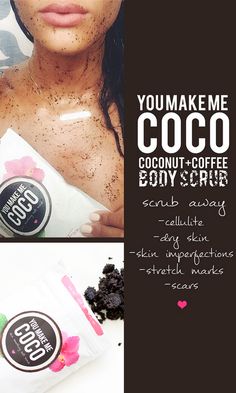 Massage scrub into skin before stepping into the shower for a softer, smoother and moisturized skin Scrub Coconut, Ad Inspiration, Moisturized Skin, Coconut Coffee, Stretch Mark, Coffee Scrub, Skin Imperfection, Beauty Remedies, Body Scrubs