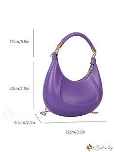 BirdinBag - Chic Chain Hobo Bag - Embrace Minimalist Style Everyday Top Handle Bag With Chain, Everyday Top Handle Bag With Chain Detail, Everyday Hobo Crossbody Bag With Chain Strap, Everyday Crossbody Hobo Bag With Chain Strap, Everyday Handheld Bags With Chain Strap, Modern Bags With Chain For Daily Use, Modern Chain Bags For Daily Use, Hobo Bag Patterns, Purple Bag