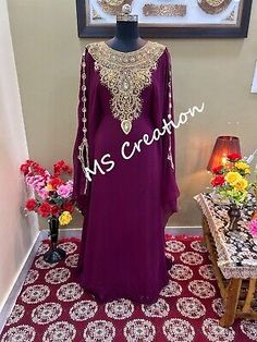 Trendy Fashion SALE New Wine Moroccan Dubai Kaftan Farasha Abaya Dress Very Fancy Long Gown 411, Women's Dresses Kaftan Wedding Dress, Farasha Abaya, Arabian Clothing, Kaftan Wedding, African Kaftan, Moroccan Kaftan, Abaya Dress, Hearts Desire, Long Gown