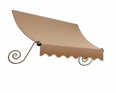 a tan awning with a metal hook on it