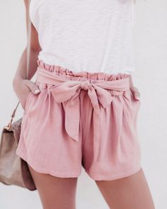 Color Outfits, Womens Summer Shorts, Bow Shorts, Peachy Keen, Tie Shorts, Trendy Swimwear, Tumblr Outfits, Pink Outfits, Cute Summer Outfits