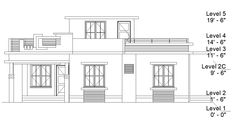 the elevation plan for a two story house