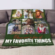 a blanket that has pictures of people on it and the words, there are four of my favorite things