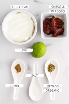 the ingredients to make this recipe include limes, sour cream, lime juice and chili