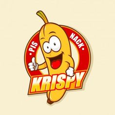 a cartoon banana with the words krispy on it