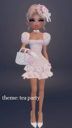 dress to impress || theme: tea party🍵 Tea Party Dti Outfit, Dti Barbie Outfit Theme, Party Dti Ideas, Tea Party Dress Ideas, Dress To Impress Outfit Ideas Theme, Party Dress To Impress Outfit, Dress To Impress Party Theme, Tea Party Dress To Impress, Party Dress To Impress