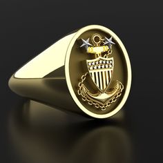 14K Gold or Silver ring base with highly detailed anchor, chain and crest. Your US Coast Guard Master Chief Petty Officer Ring was filed, sanded polished, and enameled by hand. The detail is stunning, the symbolism is timeless and a guaranteed conversation starter. This ring is durable enough to be passed down for several generations. Product Details Custom made for you, 2 weeks or better to ship Available in ring sizes 8 through 15.5 US. Item arrives in solid packaging & our life long thanks St Guard Ring, Chief Petty Officer, State Of Colorado, Anchor Chain, Us Coast Guard, Military Discounts, Coast Guard, Ring Sizes, Jewelry Companies