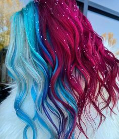 Exotic Hair Color, Summer Ponytail, Vivid Hair, Pulp Riot Hair Color, Split Dyed Hair, White Hair Color, Vivid Hair Color, Bold Hair Color, Pulp Riot Hair