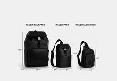 the back pack is shown with measurements for each bag and its contents in different sizes