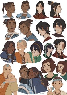 the avatars from avatar, which are all different ages and sizes with their names on them