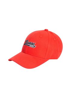 Canvas dad hat featuring an embroidered logo at the front and an adjustable back. Red Cotton Dad Hat For Streetwear, Red Dad Hat With Letter Print, Red Dad Hat With Embroidered Logo And Curved Brim, Red Casual 5-panel Dad Hat, Red Cotton Dad Hat With Embroidered Logo, Dad Hats, Style Icons, Hats, ? Logo