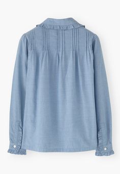 The frill and pintuck details lift this relaxed-fit blouse in soft chambray cotton. With a lovely depth of colour, it will look great paired with your favourite denim. Fitted Blouses, Pleated Blouse, Pin Tucks, No Frills, Chambray, Looks Great, Shirts Tops, Coral