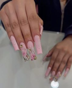 Quinceanera Nails, Encapsulated Nails, Luminous Nails, Airbrush Nails, Beige Nails, Girly Acrylic Nails, Glow Nails, Classy Acrylic Nails, Unique Acrylic Nails