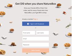 the facebook login page for nuts and other foods