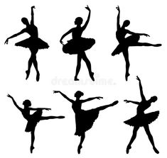 silhouettes of ballet dancers in different poses stock photo - image 349784