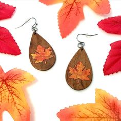 Fall Leaf Dangle Earrings Autumn Leaves Fall Fashion - Etsy Autumn Earrings, Leaves Fall, Fall Leaf, Fall Earrings, Leaf Shapes, Maple Leaf, Fall Fashion, Autumn Leaves, No. 2