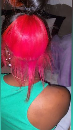 Pink Patch Hair, Dyed 4c Natural Hair Ombre, Pink And Light Brown Hair Black Women, Pink Hair Dye Ideas For Black Hair, Pink Sunk Strip Hair, Pink Hair In The Back, Dyed Natural Hair Pink, Pink Skunk Stripe Curly Hair, Cute Colors To Dye Your Hair Black Women