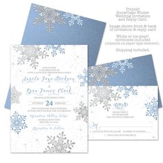 the snowflake wedding suite is shown in blue and silver