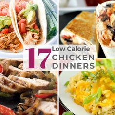 the collage shows different types of chicken and other food items, including tortillas