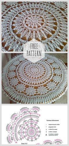 crocheted doily pattern with the words free pattern on it