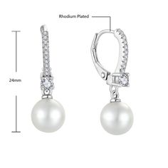 These Vintage Elegant Silver Pearl Zircon Earrings are seriously a must-have in your jewelry collection! Crafted with 925 Sterling Silver, the earrings feature a unique design that makes them stand out from the rest. Boasting minimalist lines and an exquisite zircon crystal accent in the center, these earrings exude a timeless elegance and sophistication that will make any outfit look stunning. Whether it's for your wedding day or for special occasions, these earrings will be the perfect stateme Elegant Sterling Silver Hypoallergenic Earrings, Elegant Hypoallergenic Sterling Silver Earrings, Silver Dangle Pearl Earrings Fine Jewelry, Classic White Sterling Silver Clip-on Earrings, Sterling Silver White Gold Pearl Earrings For Pierced Ears, Sterling Silver White Gold Pearl Earrings, White Gold Sterling Silver Pearl Earrings For Pierced Ears, Silver Pearl Earrings With Lever Back For Anniversary, Elegant Single Sterling Silver Crystal Earring