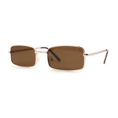 Achieve a subtle hipster look with these retro dad style narrow rectangle metal rim sunglasses. Unique retro sizing silhouettes will nicely compliment the vintage minimal look. Made with 100% UV400 polycarbonate lenses on a metal frame. Must have for this season! (ss4755) Size: 5 9/16" (142mm) x 1 5/16" (34mm).  Color: Gold.  Gender: male.  Age Group: adult. Retro Gold Rectangular Sunglasses, Dad Sunglasses, Sunglasses Unique, Dad Style, Hipster Looks, Dad Fashion, Rectangular Sunglasses, Gold Sunglasses, Brown Gold