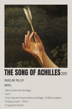 the song of achilles 2011 movie poster with hand holding feather in foreground