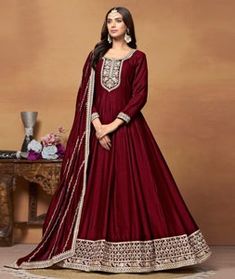 Anarkali Maroon Colour, Indian Anarkali, Colour Art